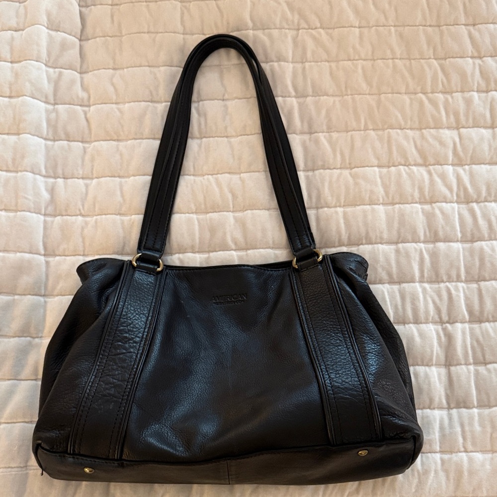 American Leather Company Black Pebbled Leather Shoulder Bag